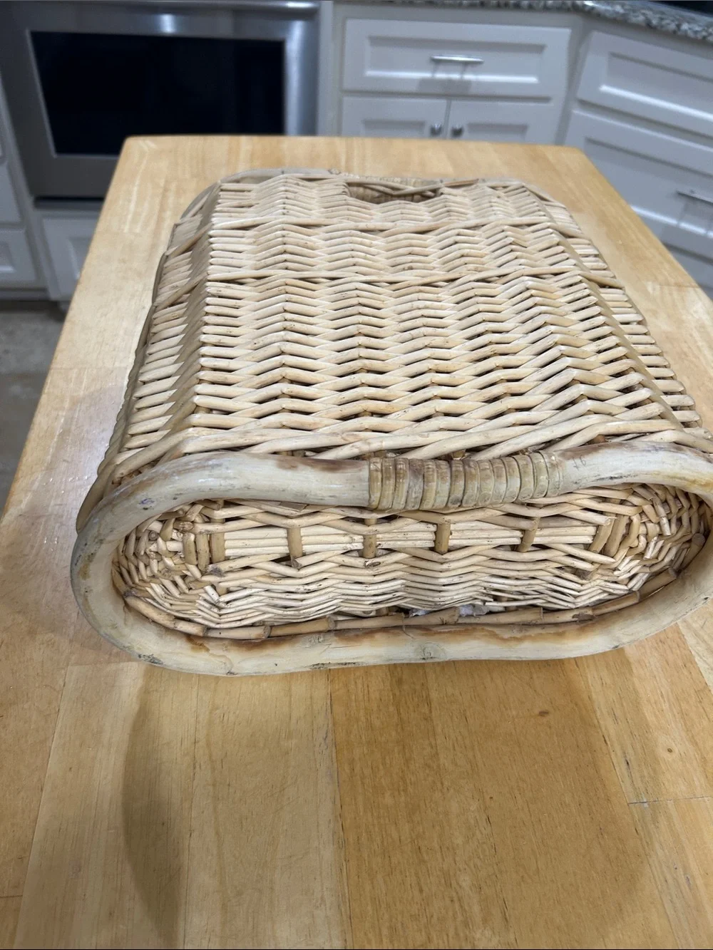 Woven Rattan Storage Basket in Natural Tan